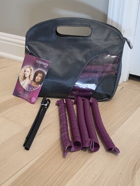 Curly Hair Heatless Curling Rod Set with Carry Bag - Plum